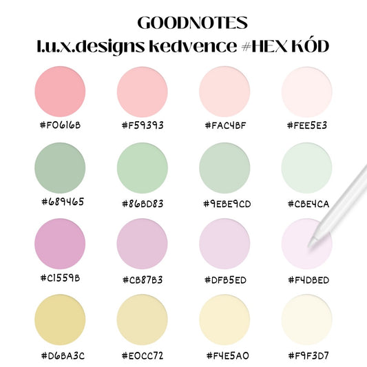 GoodNotes Szövegkiemelő-HEX KÓDOK