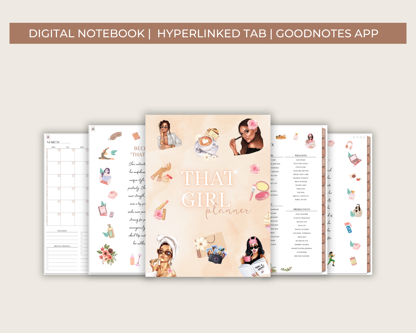 THAT GIRL Planner | Digital Planner | GoodNotes Planner | iPad
Planner | Self Care Planner | Fitness Planner | Daily Planner, Weekly Planner