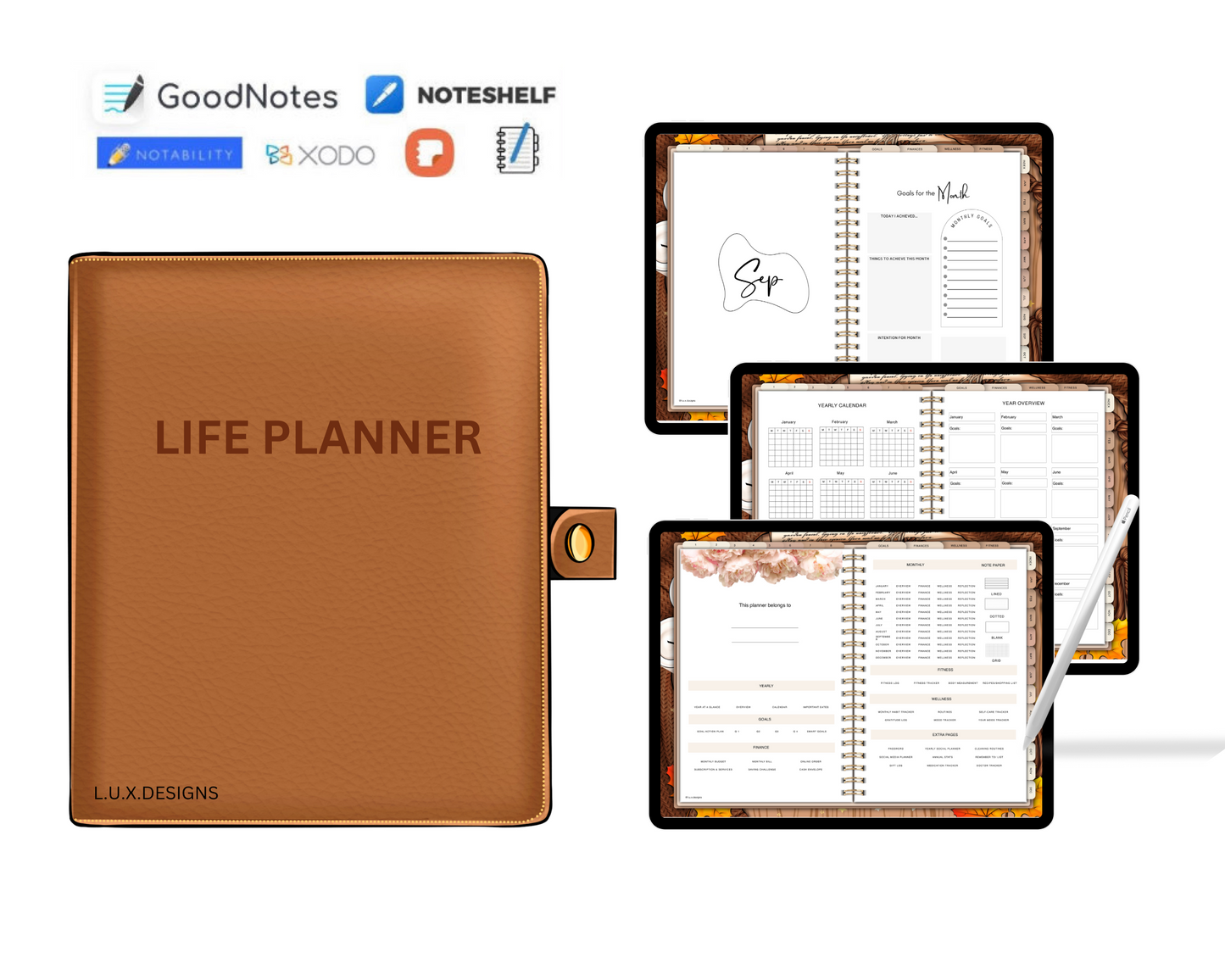 Premium Digital Planner 2024 Undated ipad goodnotes notability Samsung, Digital journal, daily planner planner digital Dated.