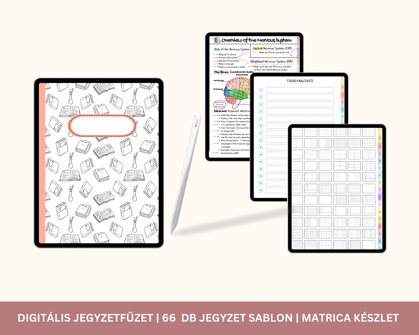 Digitális notebook | GoodNotes jegyzetfüzet, tanulói jegyzetfüzet, iPad jegyzetfüzet | Notebook Journal | GoodNotes sablon, pontozott, vonalas, rács…stb
