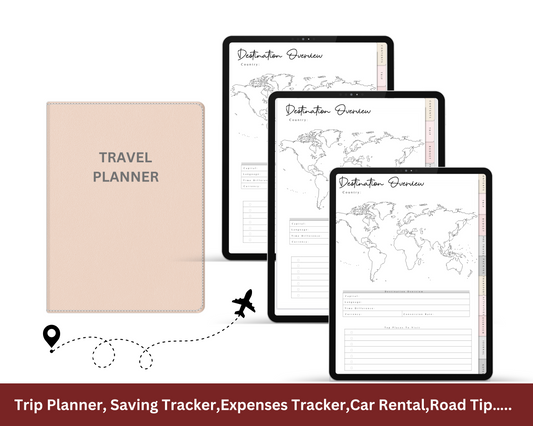 Digital Travel Planner, Vacation Digital Planner, Digital Trip Planner, 2022 Digital Travel Journal, Digital Journal with Hyperlink Tabs