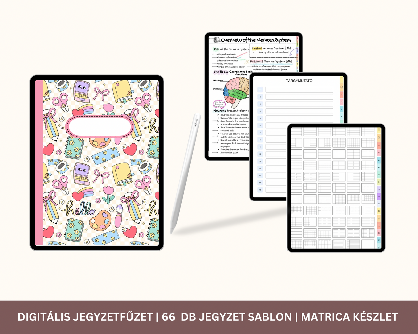 Digitális notebook | GoodNotes jegyzetfüzet, tanulói jegyzetfüzet, iPad jegyzetfüzet | Notebook Journal | GoodNotes sablon, pontozott, vonalas, rács…stb